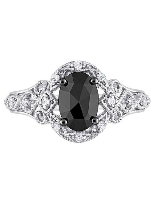 Stella Grace 10k White Gold 1 1/8 Carat T.W. Black & White Diamond Vintage Engagement Ring