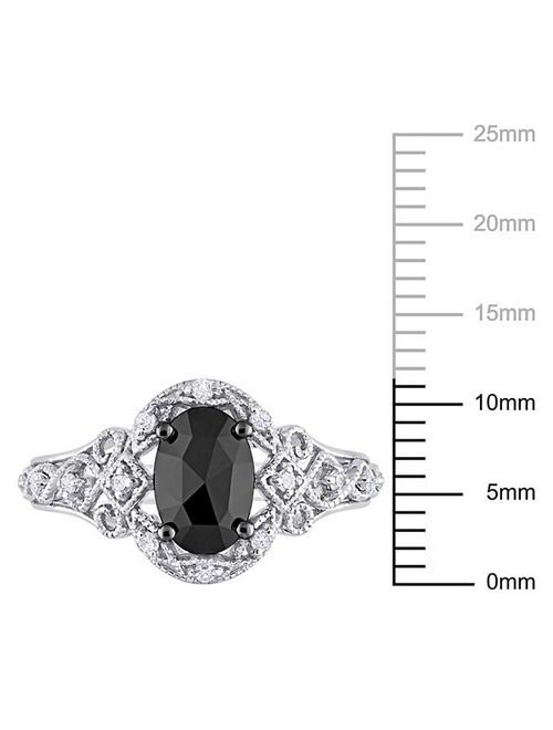 Stella Grace 10k White Gold 1 1/8 Carat T.W. Black & White Diamond Vintage Engagement Ring