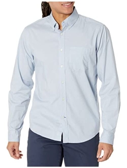 Men's Long Sleeve Untucked Stretch Poplin Button Down Shirt