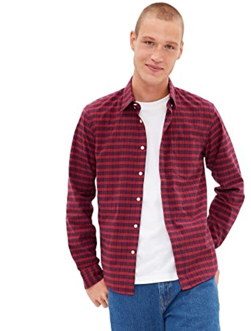 GAP Men's Long Sleeve Untucked Stretch Poplin Button Down Shirt