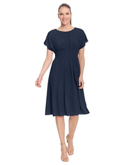 Women's Pleat Tuck Catalina Crepe Dress with Waistband