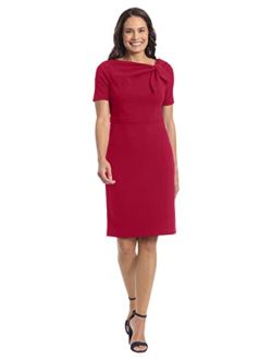 Women's Polished Sheath Dress with Bow Detail Career Office Event Occasion Guest of