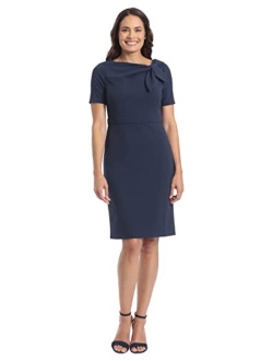 Women's Polished Sheath Dress with Bow Detail Career Office Event Occasion Guest of