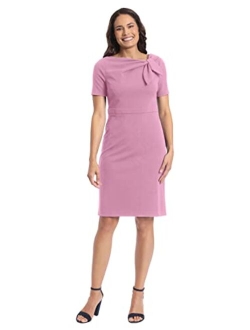 Women's Polished Sheath Dress with Bow Detail Career Office Event Occasion Guest of