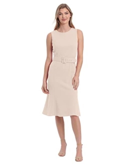 Women's Sleeveless Fluted Sheath with Belt