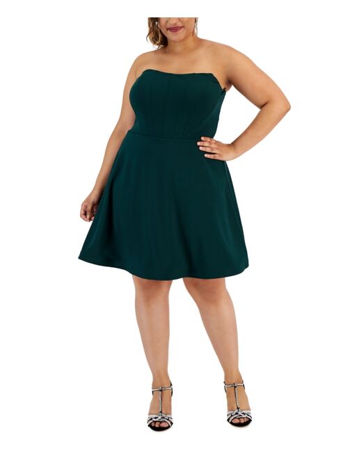 B DARLIN Trendy Plus Size Strapless Bustier Dress