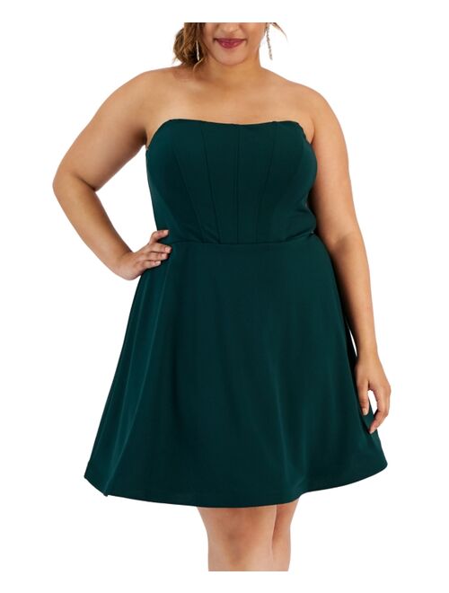 B DARLIN Trendy Plus Size Strapless Bustier Dress