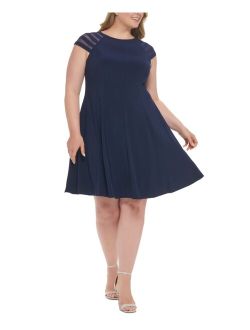 Plus Size Illusion-Short-Sleeve Dress