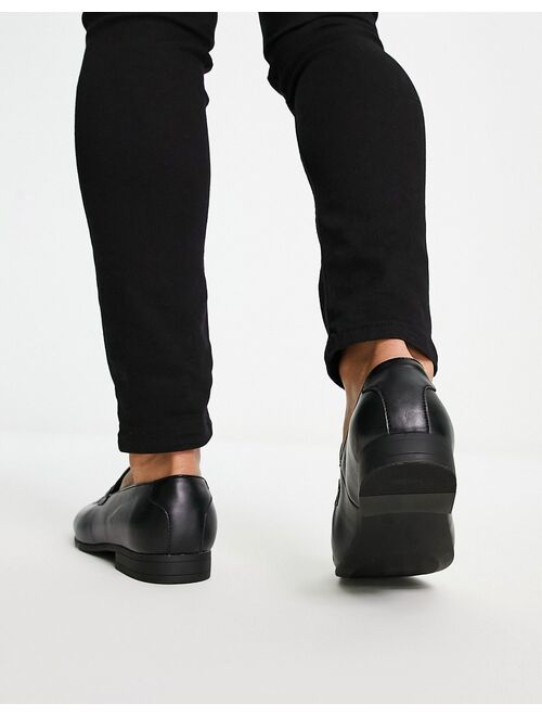 ASOS DESIGN loafers in black faux leather with tassel detail