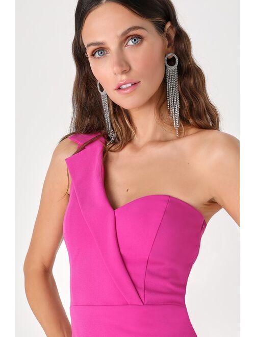 Lulus Phenomenal Flair Magenta One-Shoulder Bodycon Mini Homecoming Dress