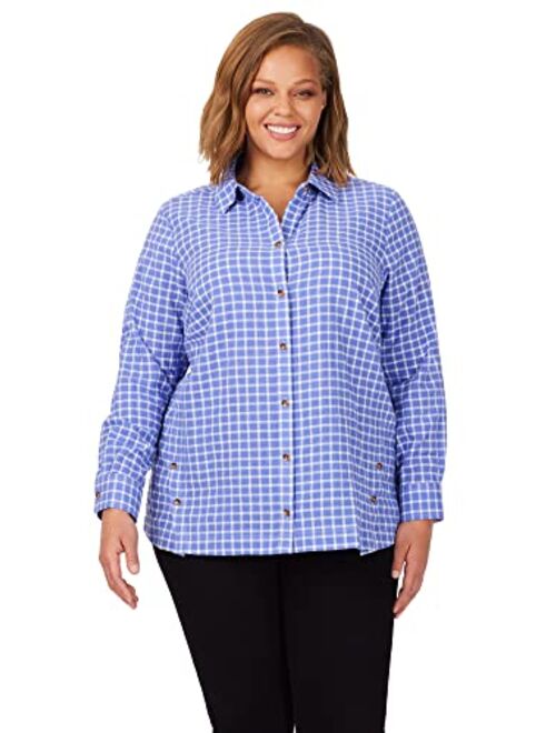 Foxcroft Women's Cassie Long Sleeve Warm Plaid Blouse