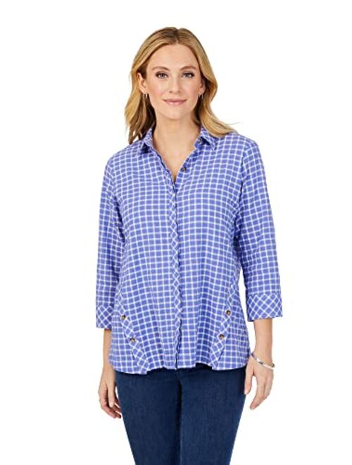 Foxcroft Women's Cassie Long Sleeve Warm Plaid Blouse