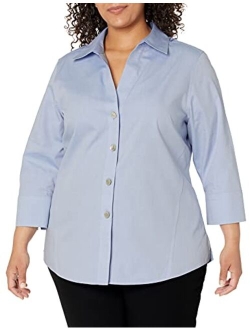 Women's Plus-Size Non-Iron Three-Quarter Sleeve Shirt