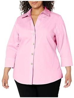 Women's Plus-Size Non-Iron Three-Quarter Sleeve Shirt