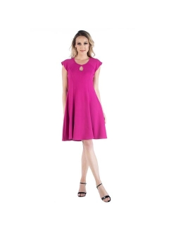 Women's 24seven Comfort Apparel Scoopneck Keyhole A-Line Dress