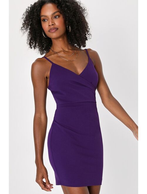 Lulus Feeling Flattered Dark Purple Bodycon Mini Homecoming Dress