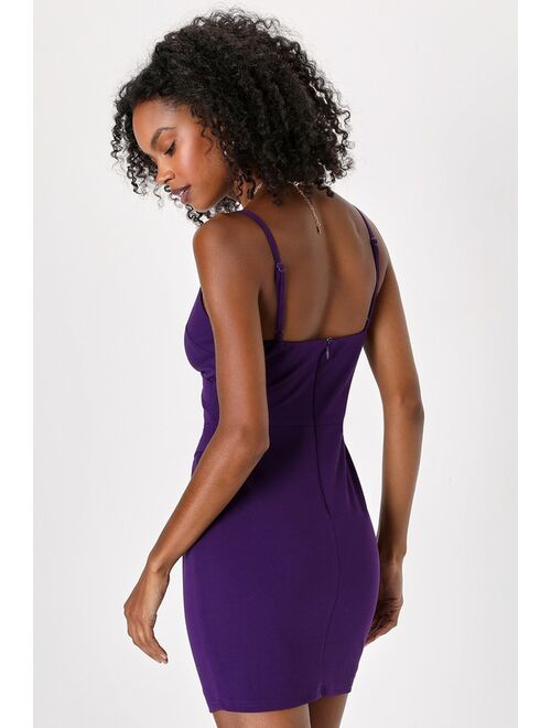 Lulus Feeling Flattered Dark Purple Bodycon Mini Homecoming Dress