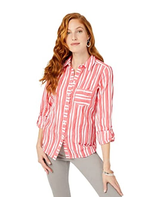 Foxcroft Women's Hampton Long Sleeve Stripe Blouse