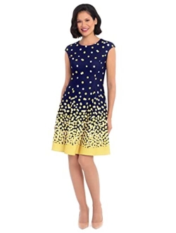 Women's Ombre Dots Fit and Flare Dress