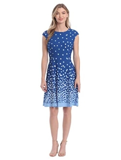 Women's Ombre Dots Fit and Flare Dress