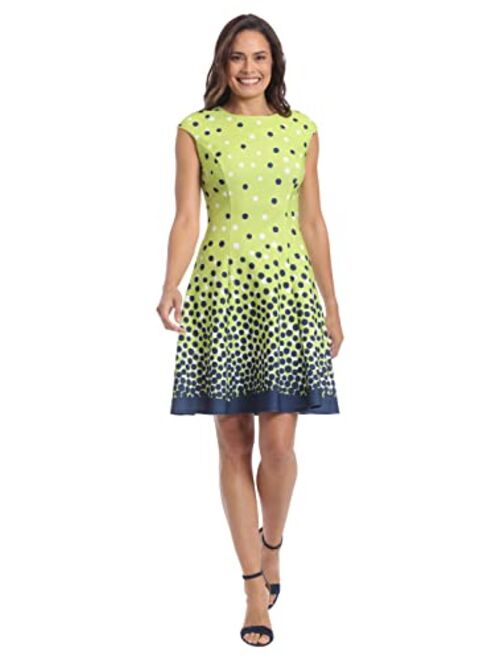 London Times Women's Ombre Dots Fit and Flare Dress