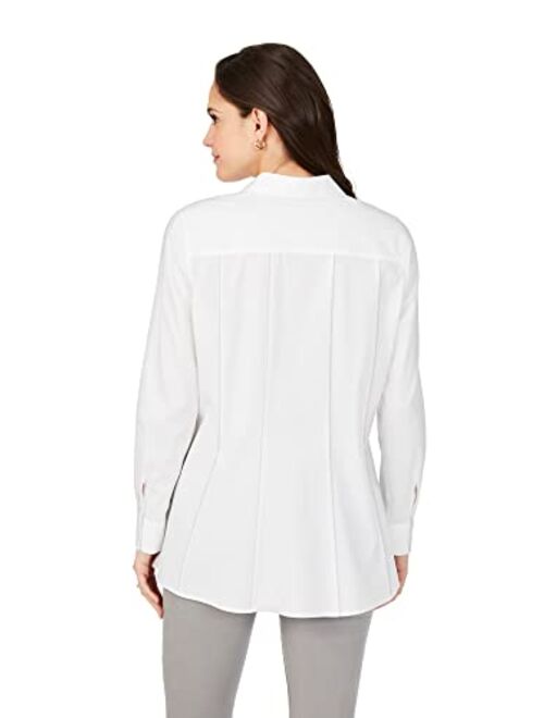 Foxcroft Women's Plus Size Gianna Long Sleeve Stretch Solid Blouse