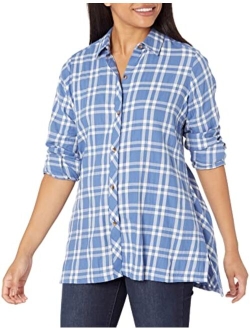 Women's Santino Long Sleeve Pucker Plaid Blouse