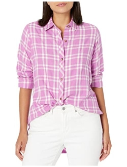 Women's Santino Long Sleeve Pucker Plaid Blouse