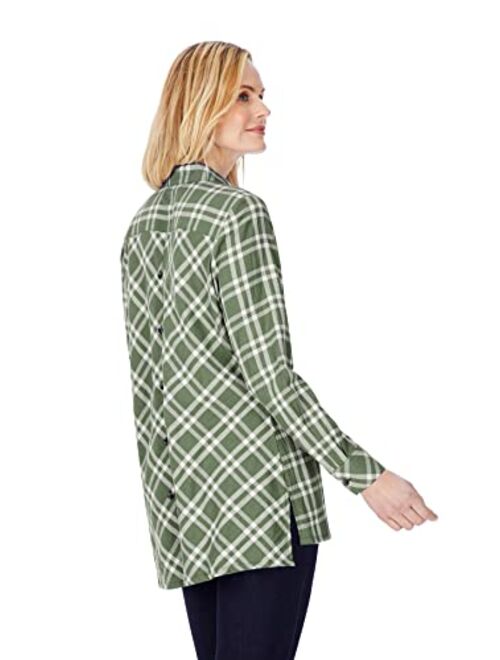 Foxcroft Women's Santino Long Sleeve Pucker Plaid Blouse