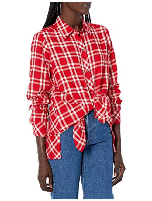 Foxcroft Women's Santino Long Sleeve Pucker Plaid Blouse