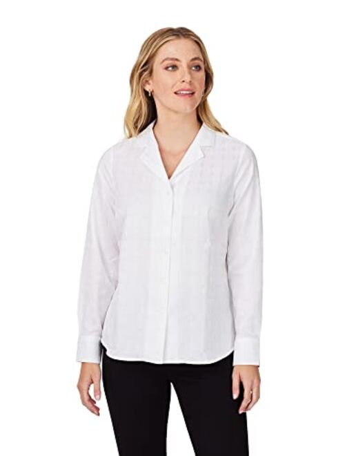 Foxcroft Women's Monica Long Sleeve Geo Jacquard Blouse