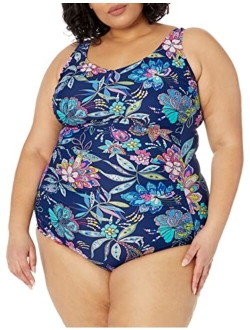 Shirred Front Girl Leg One Piece Swimsuit