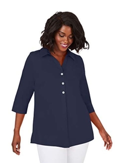 Women's Plus Size Pamela Non-Iron Stretch 3/4 SLV. Tunic