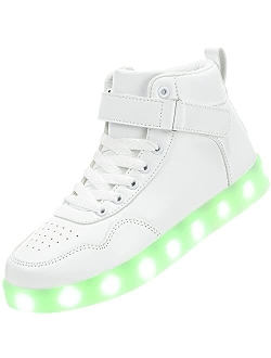 APTESOL Kids LED Light Up Shoes High Top Cool USB Rechargeable Flashing Sneakers for Unisex Child Boys Girls