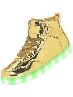 APTESOL Kids LED Light Up Shoes High Top Cool USB Rechargeable Flashing Sneakers for Unisex Child Boys Girls