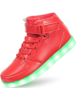 APTESOL Kids LED Light Up Shoes High Top Cool USB Rechargeable Flashing Sneakers for Unisex Child Boys Girls