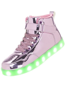 APTESOL Kids LED Light Up Shoes High Top Cool USB Rechargeable Flashing Sneakers for Unisex Child Boys Girls