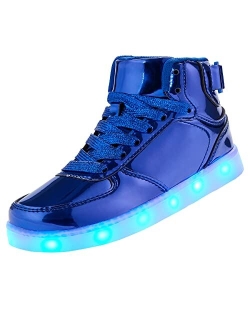 DIYJTS Kids LED Light Up Shoes, Fashion High Top LED Sneakers USB Rechargeable Glowing Luminous Shoes for Boys Girls Toddler Child