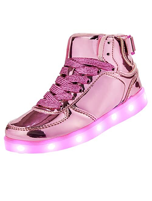 DIYJTS Kids LED Light Up Shoes, Fashion High Top LED Sneakers USB Rechargeable Glowing Luminous Shoes for Boys Girls Toddler Child