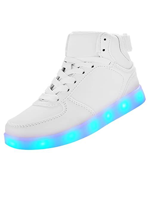 DIYJTS Kids LED Light Up Shoes, Fashion High Top LED Sneakers USB Rechargeable Glowing Luminous Shoes for Boys Girls Toddler Child