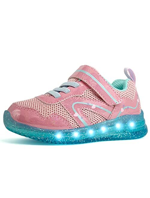 AMZZPIK Light Up Shoes for Boys Girls Toddler LED Flashing Sneakers Breathable Sport Walking Shoes for Kids