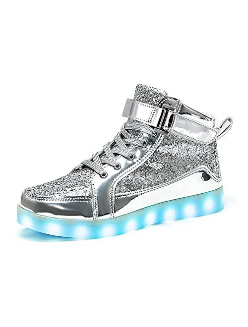 IGxx LED Light Up Shoes for Kids High Top Sneakers Lights Shoes for Boys Gilrs USB Charging Flashing Luminous Trainers for Festivals, Thanksgiving, Christmas, New Year, P