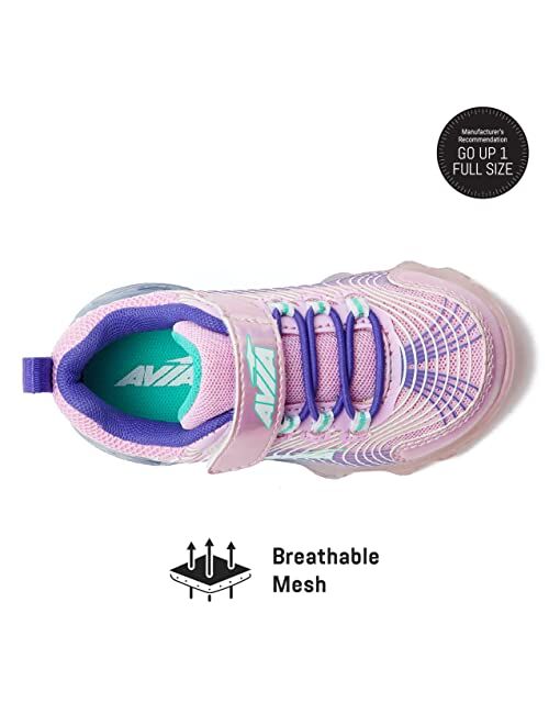AviaIgniteSlip On LED Light Up Toddler and Little Kid Sneakers - Lightweight Tennis, Athletic, Running Shoes for Girls, Sizes 5-10
