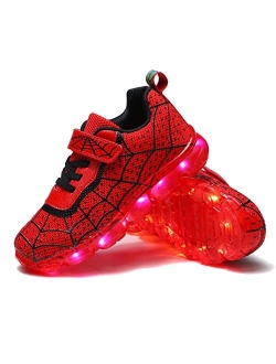 YUNICUS Kids Light Up Shoes Led Flash Sneakers with Spider Upper USB Charge for Boys Girls Toddles Best Gift for Birthday Thanksgiving Christmas Day