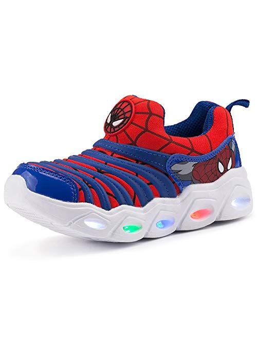 YUNICUS Kids Light Up Shoes Led Flash Sneakers with Spider Upper USB Charge for Boys Girls Toddles Best Gift for Birthday Thanksgiving Christmas Day