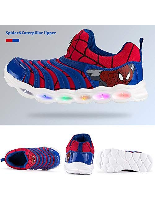 YUNICUS Kids Light Up Shoes Led Flash Sneakers with Spider Upper USB Charge for Boys Girls Toddles Best Gift for Birthday Thanksgiving Christmas Day