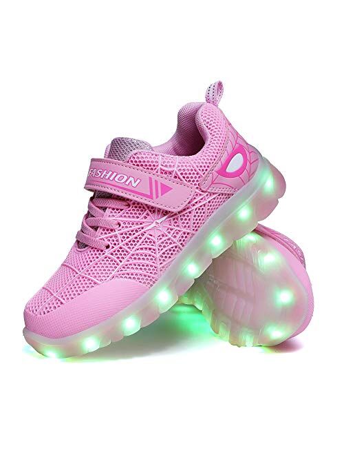 YUNICUS Kids Light Up Shoes Led Flash Sneakers with Spider Upper USB Charge for Boys Girls Toddles Best Gift for Birthday Thanksgiving Christmas Day