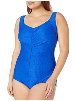 Women's Shirred Front Girl Leg One Piece Swimsuit