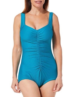 Women's Shirred Front Girl Leg One Piece Swimsuit