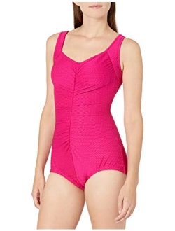 Women's Shirred Front Girl Leg One Piece Swimsuit